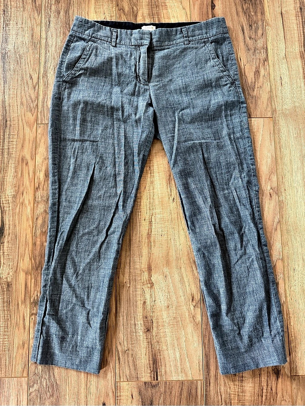 J.Crew 100% Cotton Lightweight Straight Leg Capri Pants Chambray Blue Size 4